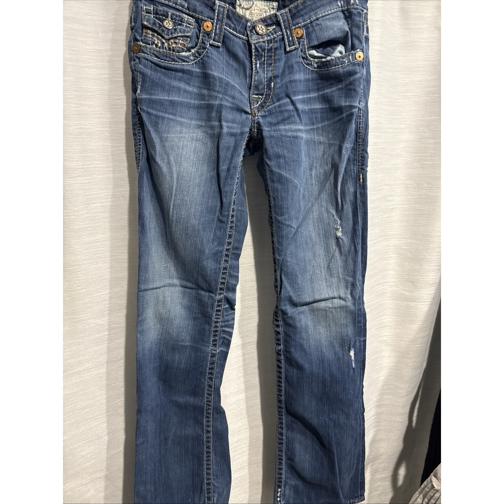 Big Star Liv Bootcut Jeans Women 29XL Blue Excellent Contrast Stitch Embroidery
